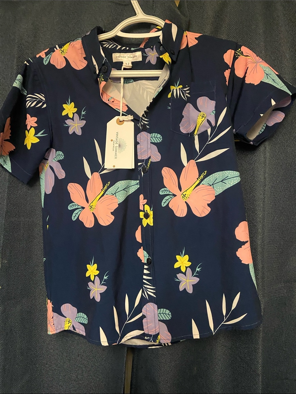 Vintage Havana Boys' Navy Floral Button-Down Shirt